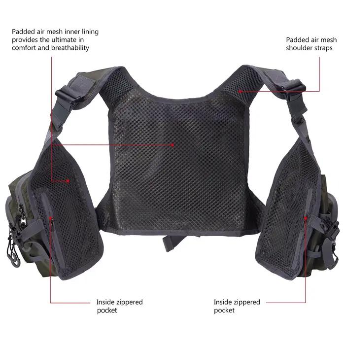 Veste de pêche à la mouche ultra légère Bassdash FV08 pour homme et femme, pack poitrine portable