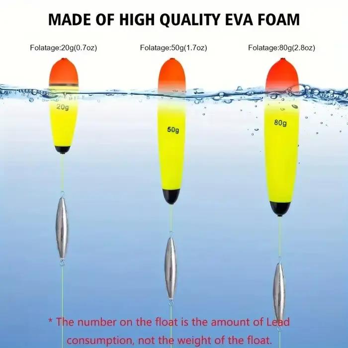 4 flotteurs de pêche en mousse EVA élastique 10g à 120g, idéaux pour la pêche au