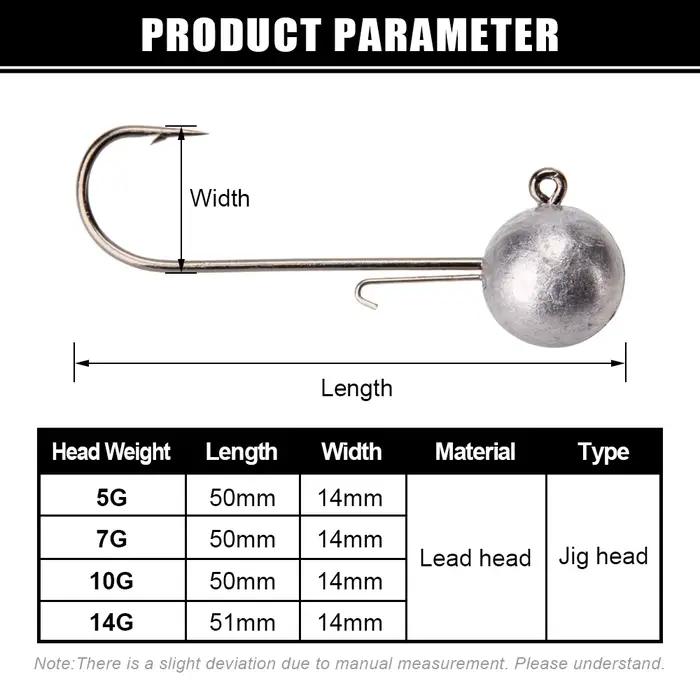 Têtes plombées Spinpoler 5g 7g 10g 14g longue tige acier carbone - Pour leurres souples vers appâts silicone pêche 4 pièces