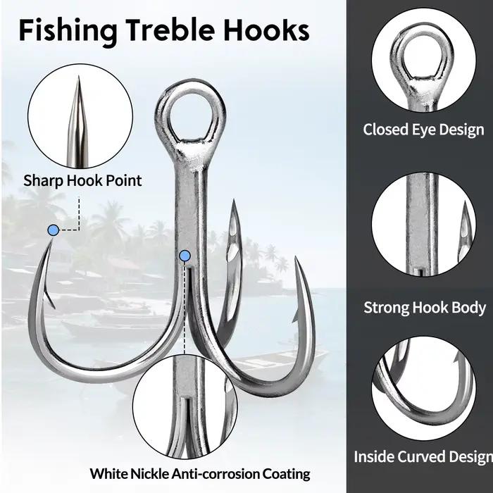 Hameçons triples mer 9KM 3X renforcés 25 à 100 pièces pour leurres crankbait et spinners