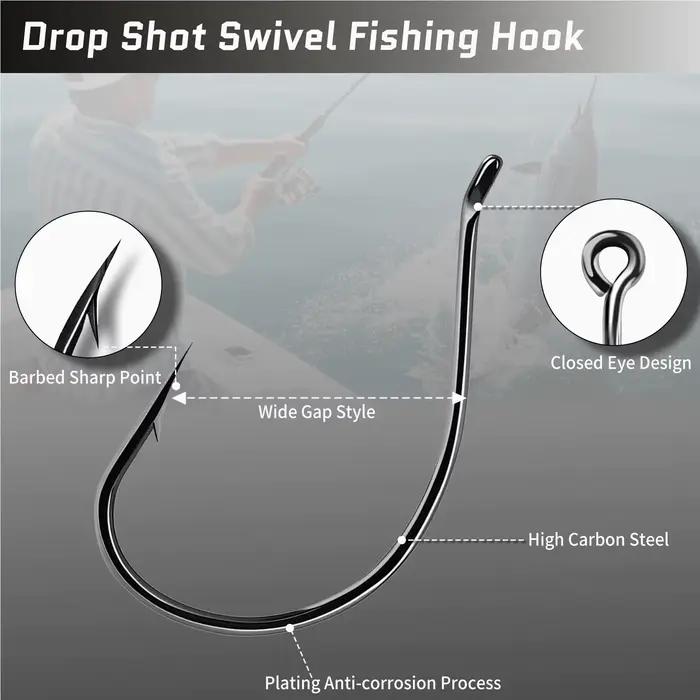 Hameçons Drop Shot 9KM 50-200 pièces - Nickel noir pour wacky rig et pêche bass précise