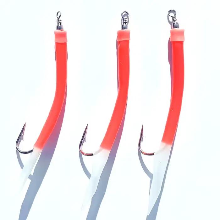 5 bas de ligne sabiki luminescents pour morue - Bas de ligne mer avec flasher et hameçons glow