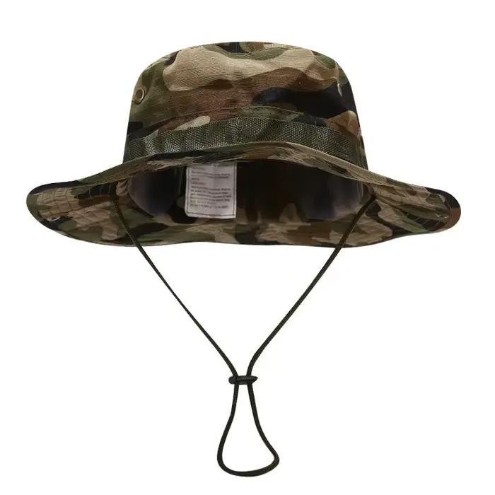 Chapeau camouflage pêche bord rond - Protection solaire randonnée pêche montagne unisexe