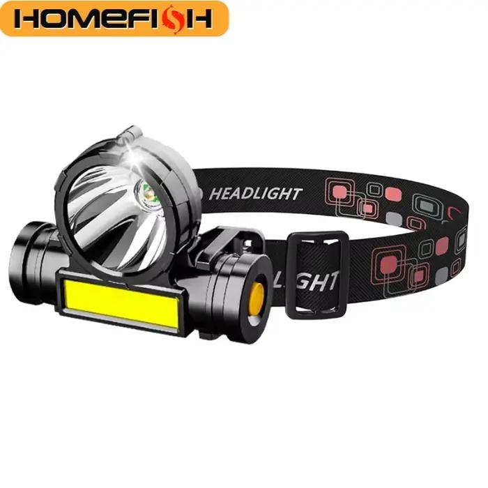 Lampe frontale LED puissante HOMEFISH rechargeable USB étanche pour pêche nocturne et camping