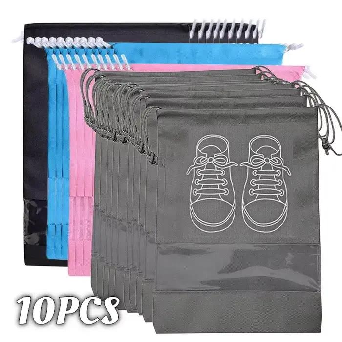 Lot 10 sacs rangement chaussures pêche non-tissé - Pochettes suspendues étanches transparentes voyage