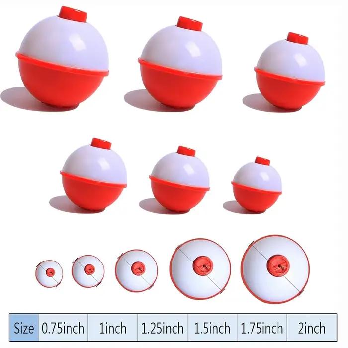 10 flotteurs coulissants ronds ABS rouge et blanc pêche avec bouton poussoir, accessoires montage pour la