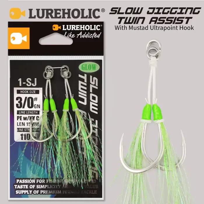Hameçons Slow Jigging Twin Assist Mustad pour la pêche verticale du dorade et poissons de mer