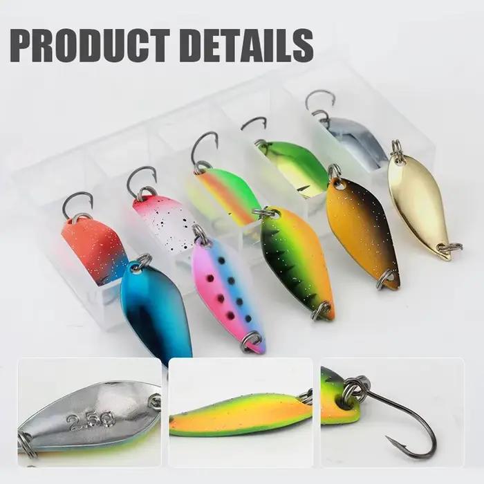 Kit de pêche leurres cuillères métal 2.5g à 5g pour truite et perche, set spinner et wobbler