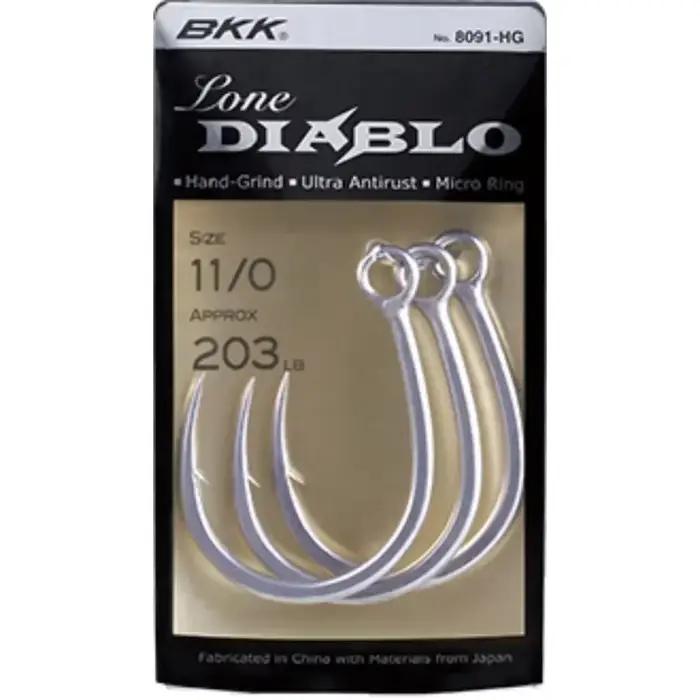 Hameçon simple BKK Hand Ground Jigging Lone Diablo 8091-5X-HG pour pêche verticale et leurres