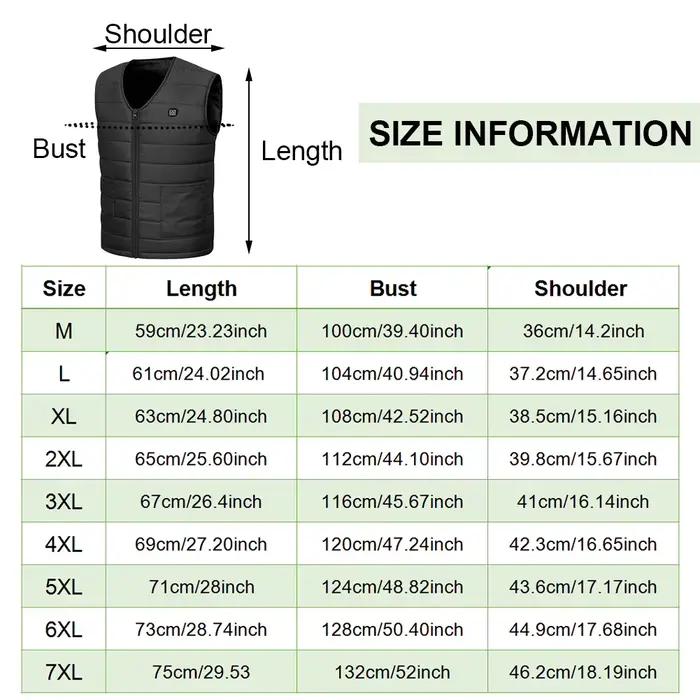 Gilet chauffant électrique homme 10 zones chauffantes - 3 températures pour pêche hivernale M-7XL