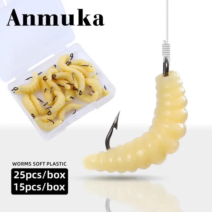 Leurre souple lumineux Bionic Rubber Maggot pour truite perche brochet, idéal pêche en rivière et lac