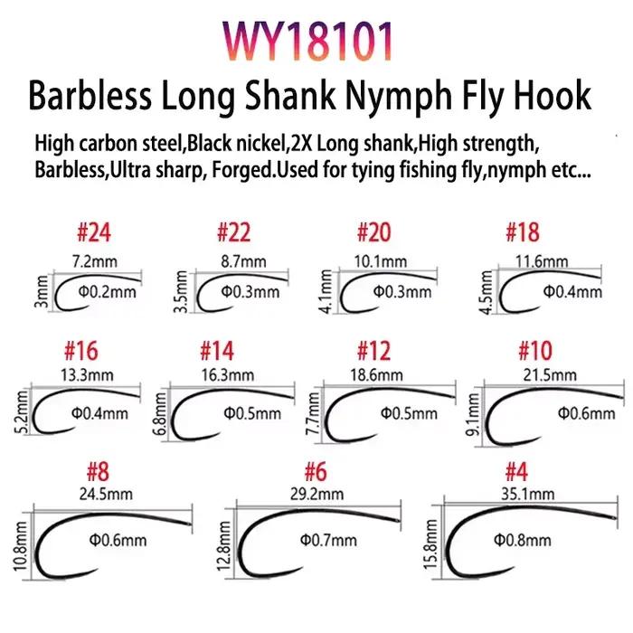 Lot de 50 hameçons Vampfly pour montage de mouches de pêche, nymphes, pupes et œufs, avec