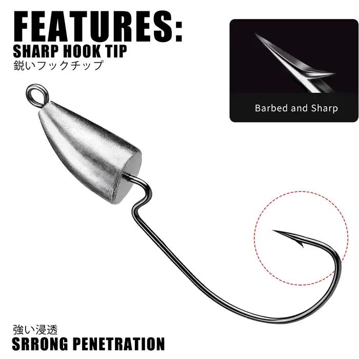 Hameçon plombé Jig Head Root Original pour leurres souples, pêche du bar et rockfish de 1.75g à 120g