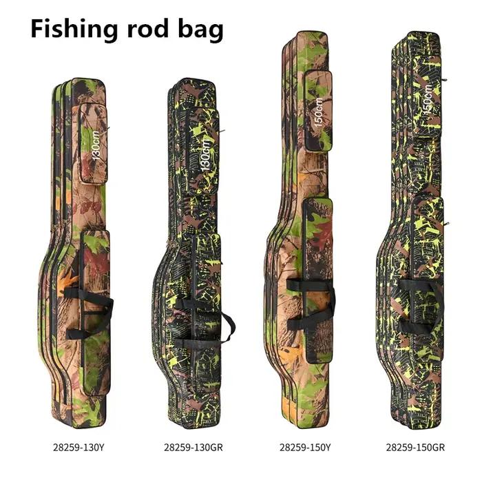 Sac double épaule pliable 1.3m/1.5m pour cannes mer grande capacité, rangement outils pêche extérieur