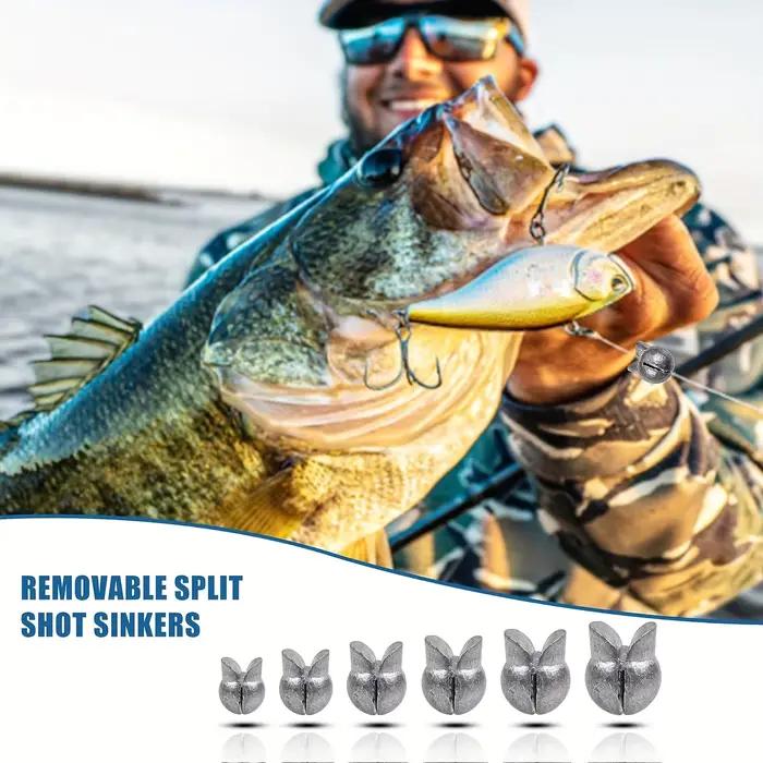 Kit plombs pêche 60/120 pièces - Plombs fendus 5 tailles - Design rond amovible eau douce