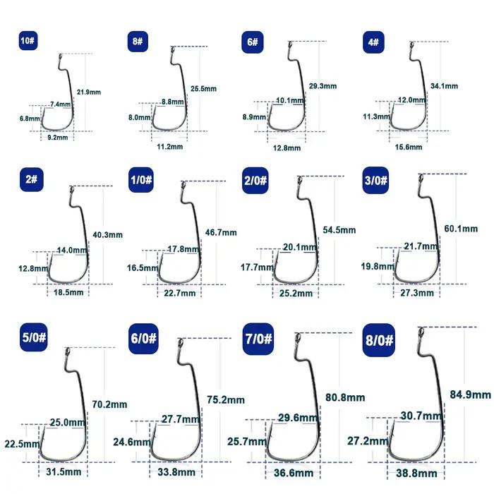 50 hameçons EWG Texas Rig sans déport pour leurres souples - pêche bass et carnassiers