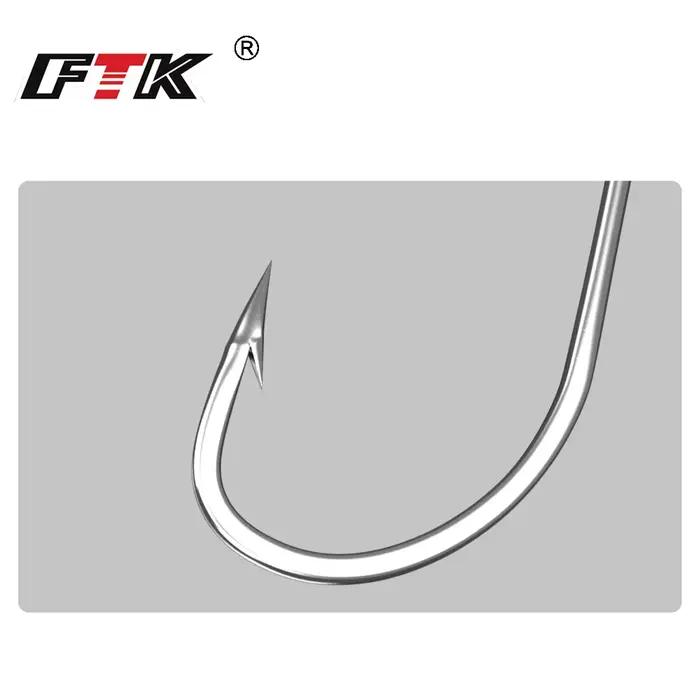 Hameçons de pêche FTK en acier inoxydable carbone pour carpe et perche, pack de 50 et