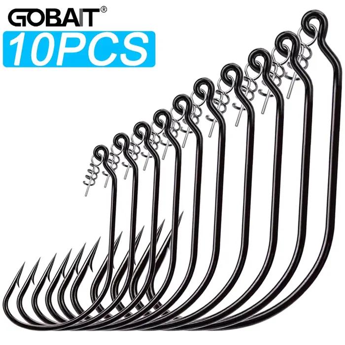 Hameçons Screw Lock 10PCS 1# 9/0# à ressort pour leurres souples - Pêche précise et accroche sécurisée