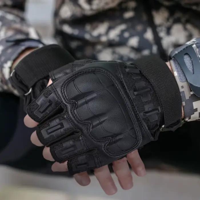 Gants tactiques sans doigts coque dure sports paintball airsoft pêche chasse vélo anti-dérapage