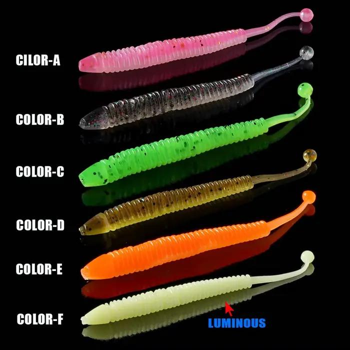 20 leurres souples SUNMILE odeur crevette - vers souples 5-8cm pour pêche du carnassier