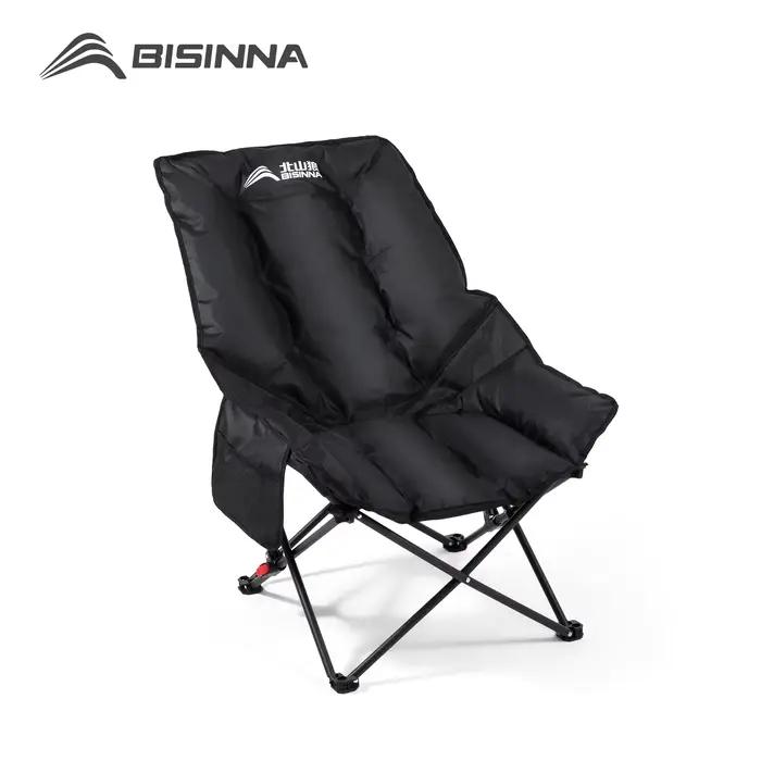 Chaise lune de camping pliable à dossier haut - Réglable pour pêche, randonnée et pique-nique