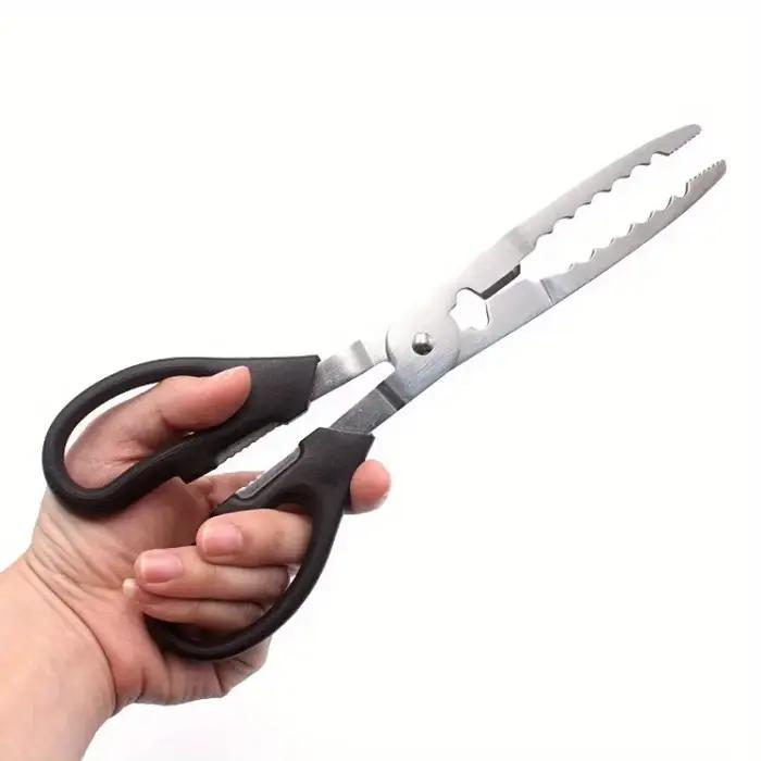 Pince de pêche longue multifonction avec pince et ciseaux en acier inoxydable pour brochet et crabe