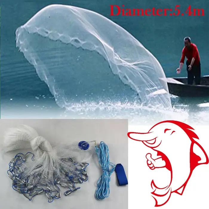 Filet de lancer pêche léger 51 lbs avec plombs acier et mailles monofilament, facile à utiliser