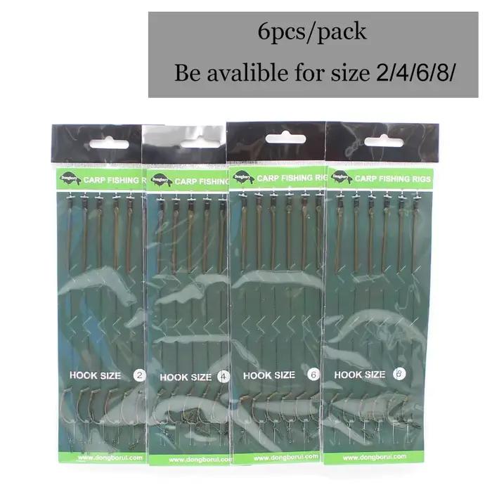 Kit 6 montages carp prêts à pêcher tailles 2 à 8 pour débutants pêche étang et lac