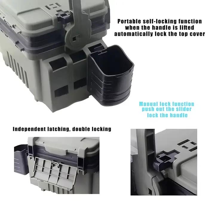 Boîte de pêche portable multifonction avec support canne - Accessoire pratique pour pêcheurs nomades