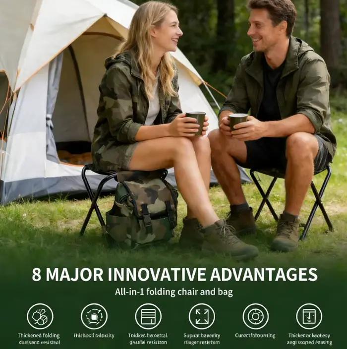 Sac à dos avec chaise intégrée - Siège pliant et sac de pêche multifonction pour camping