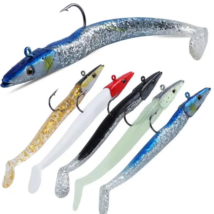 5 Leurres Souples avec Cuillère 10g/11cm - Wobblers Artificiels pour Pêche au Jig