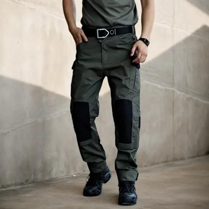 Pantalon cargo tactique résistant homme - Randonnée pêche entraînement multi-poches imperméable T-shirt
