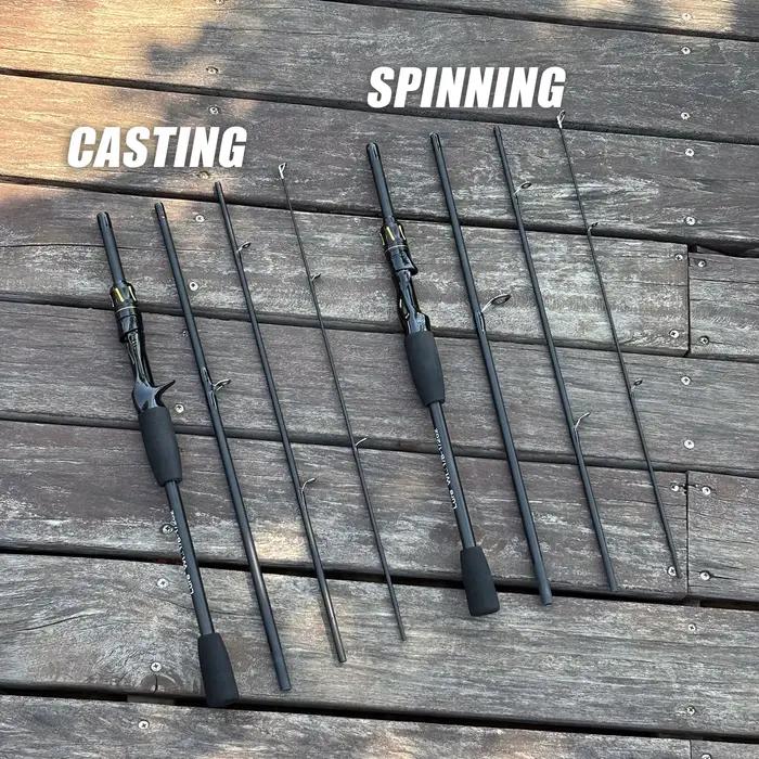 Canne pêche carbone Santa King 4 sections portable - Manche EVA pour voyage pêche basse eau douce