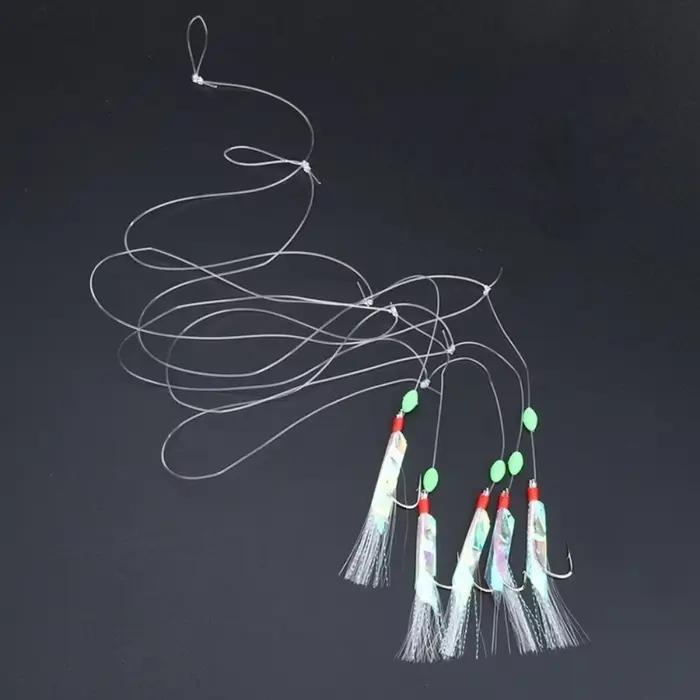 Set 5 leurres souples multicolores à peau argentée - Appâts imitation poisson et crevette avec hameçon crystal