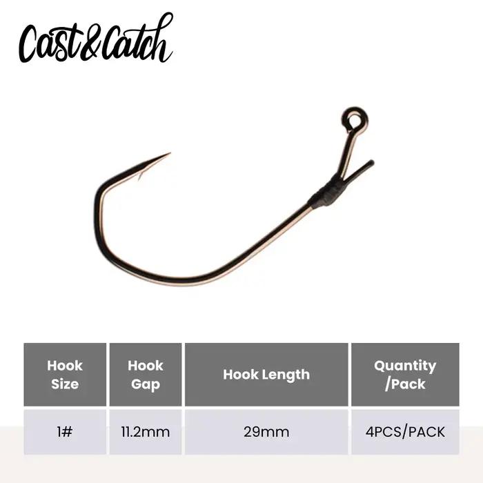 Hameçons offset Cast&Catch Neko Rig 4pcs pour leurres souples pêche carnassiers truite eau douce