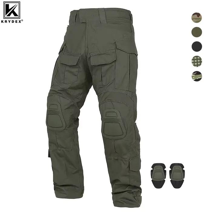 Pantalon combat G3 KRYDEX pêche outdoor genouillères tactique rayures tigre kaki