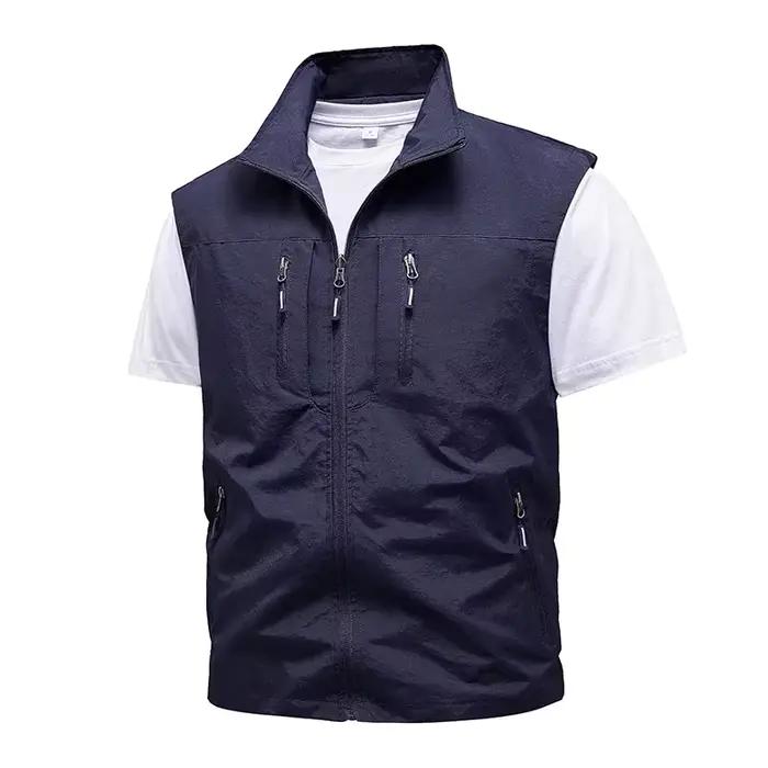 Veste de pêche sans manches homme été mesh multi-poches pour outils extérieur 5XL