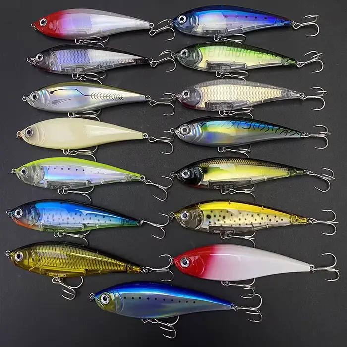 Leurre dur flottant 130mm 48g pour pêche à la traîne en mer, appât crayon twitchbait 3D