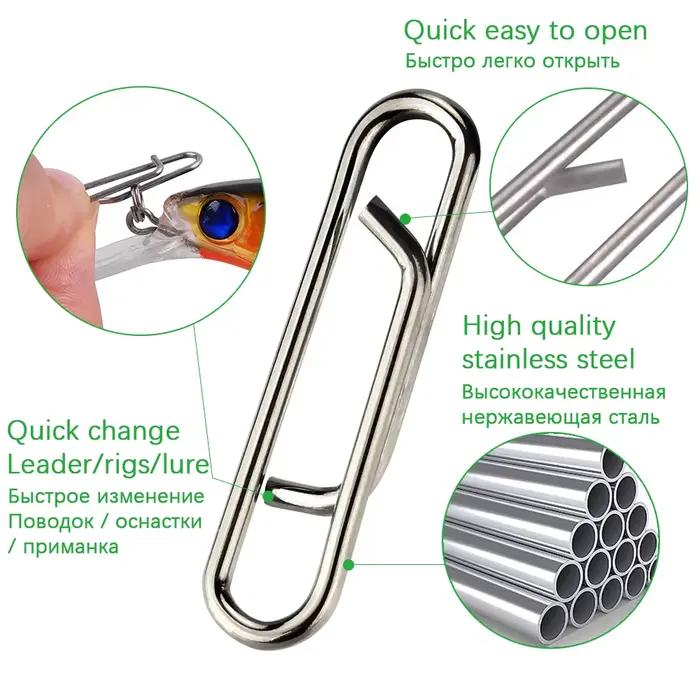 DNDYUJU 30-100pcs connecteurs appâts pêche inox 304 - mousquetons pivotants anti-vrillage