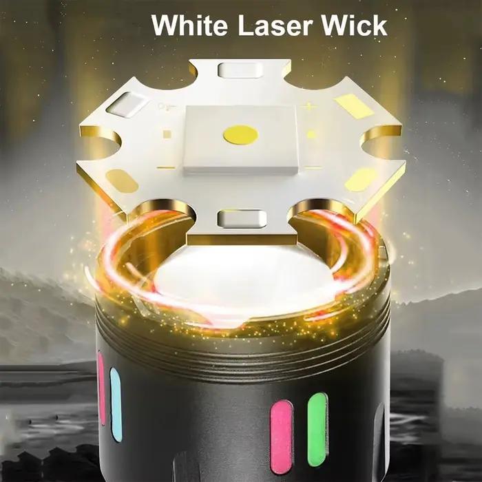 Lampe frontale laser blanche étanche USB rechargeable zoomable pour pêche en rivière et camping