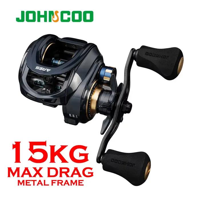 Moulinet baitcasting JOHNCOO métal 15kg frein 7+1 roulements aluminium pour pêche eau douce et mer
