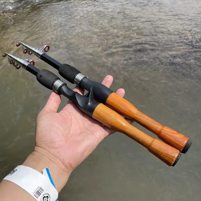 Canne télescopique liège carbone portable pêche nomade - accessoire pêche extérieur lancer compact
