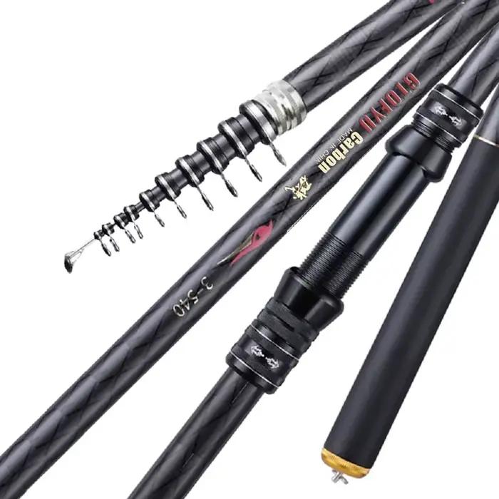 Canne télescopique carbone rock fishing 2.7m à 7.2m ultra légère pour leurres carpe mer