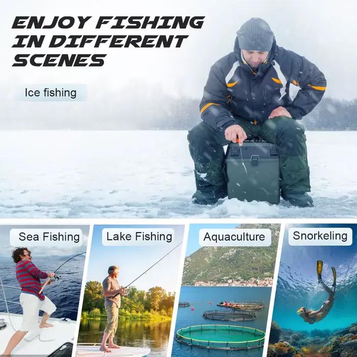 Détecteur de poissons hiver avec caméra sous-marine 7 pouces HD - Écran 1280x720 carte 16G pour pêche mer/glace/bateau