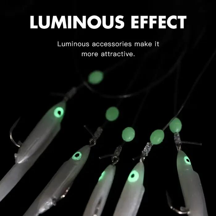 Set leurres souples lumineux sabiki rigs - Montages anguilles lumineuses pêche mer maquereau chinchard saurel