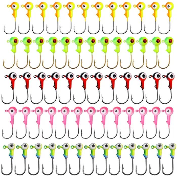 Têtes plombées à double œil pour leurres souples - 80/50/30PCS pour truite et black-bass
