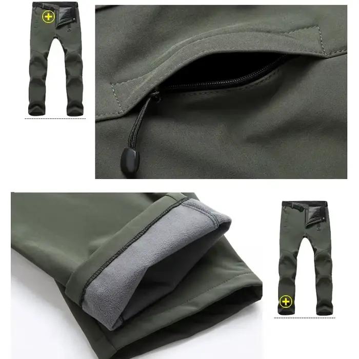 Pantalon softshell hiver imperméable pêche randonnée chaud coupe-vent hommes outdoor