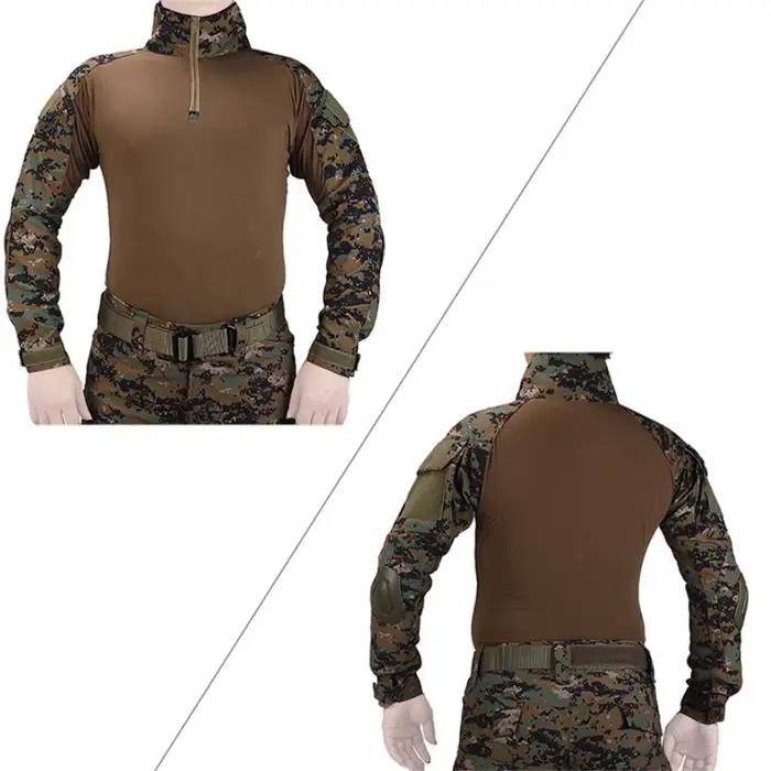 Uniforme BDU jungle digital avec protections - Tenue pêche complète genouillères coudières intégrées
