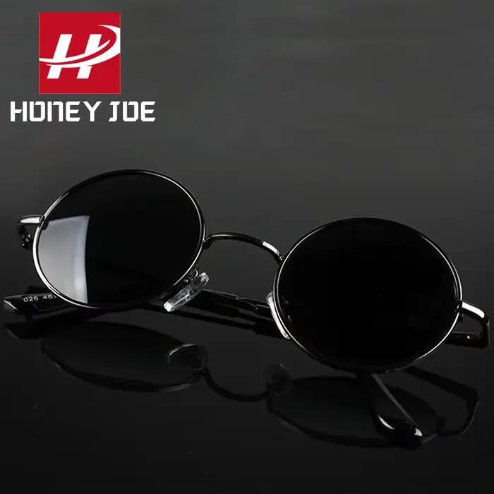 Lunettes de soleil polarisées vintage rondes pour pêche - Monture métal alliage noir UV400 - Homme Femme