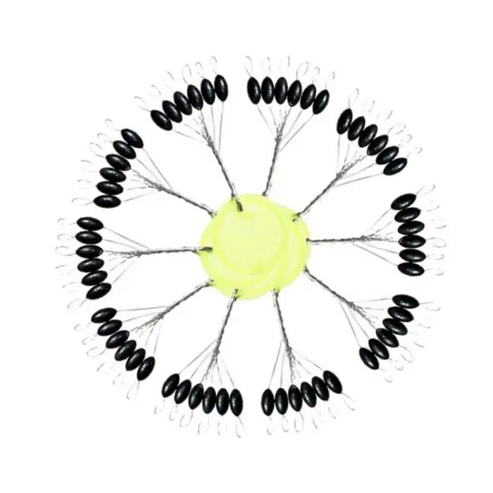120PCS Space Beans Stoppers en Caoutchouc Noir pour Pêche à la Carpe - Flotteurs Ovales Équipement Pêche